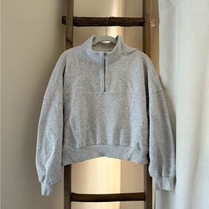 Gray Abercrombie Quarter-Zip Sweater